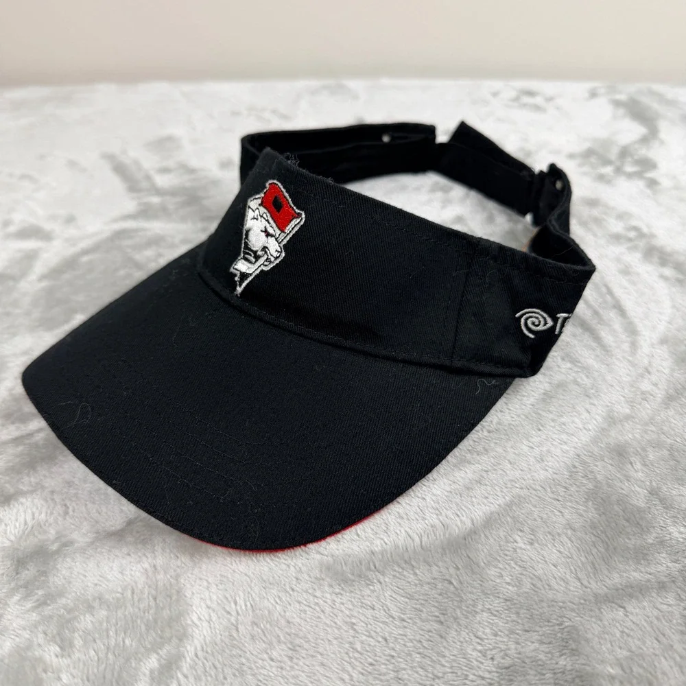 Accent‎ Marketing Black Golf Visor Adjustable Sun Hat Red Trim
